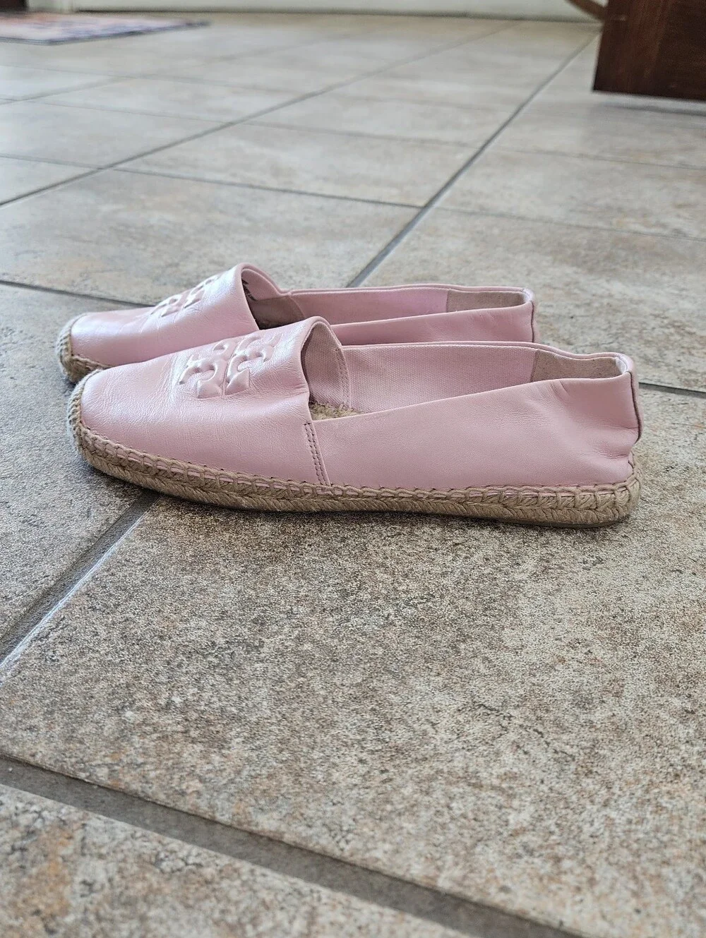 Tory Burch Light Pink Leather Espadrille Flats